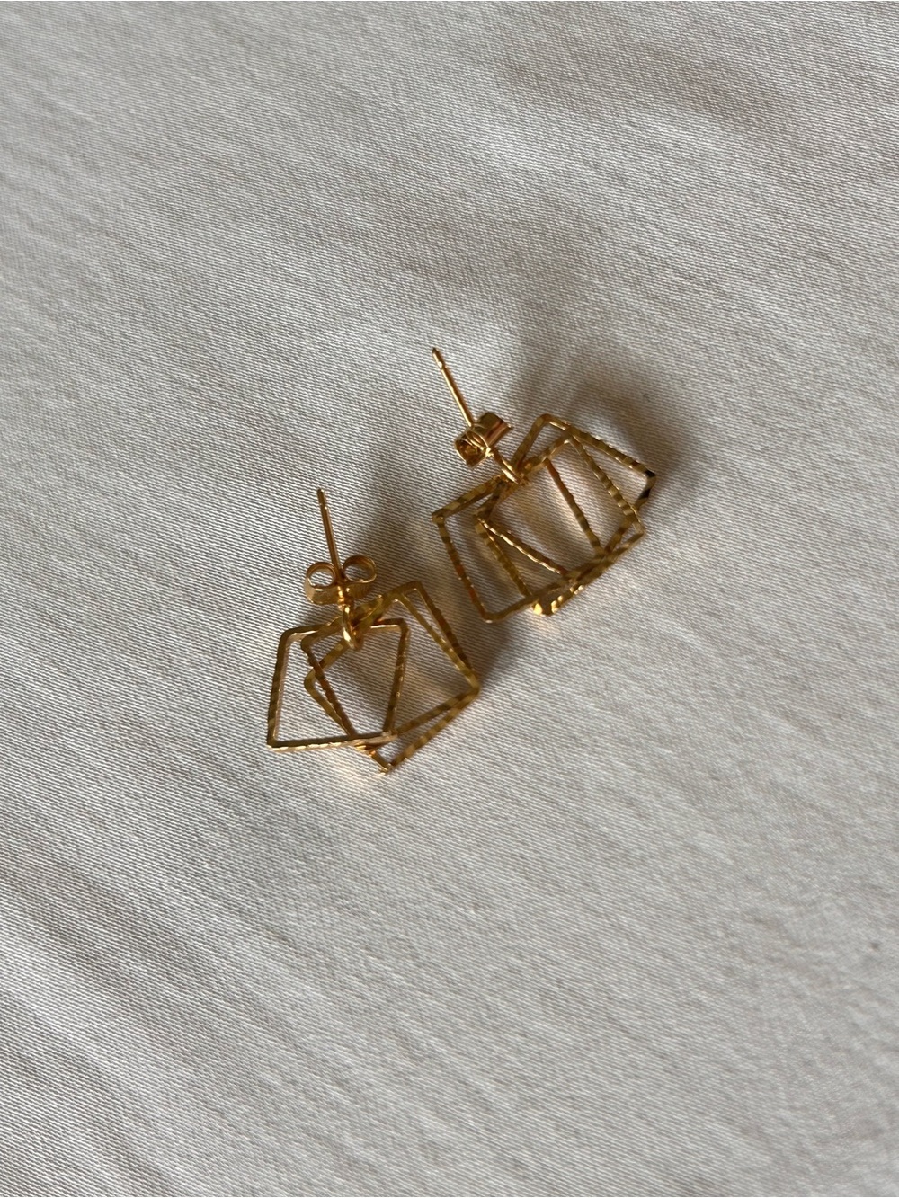 Gold Geometric Double Square Drop Earrings - Women Jewelry